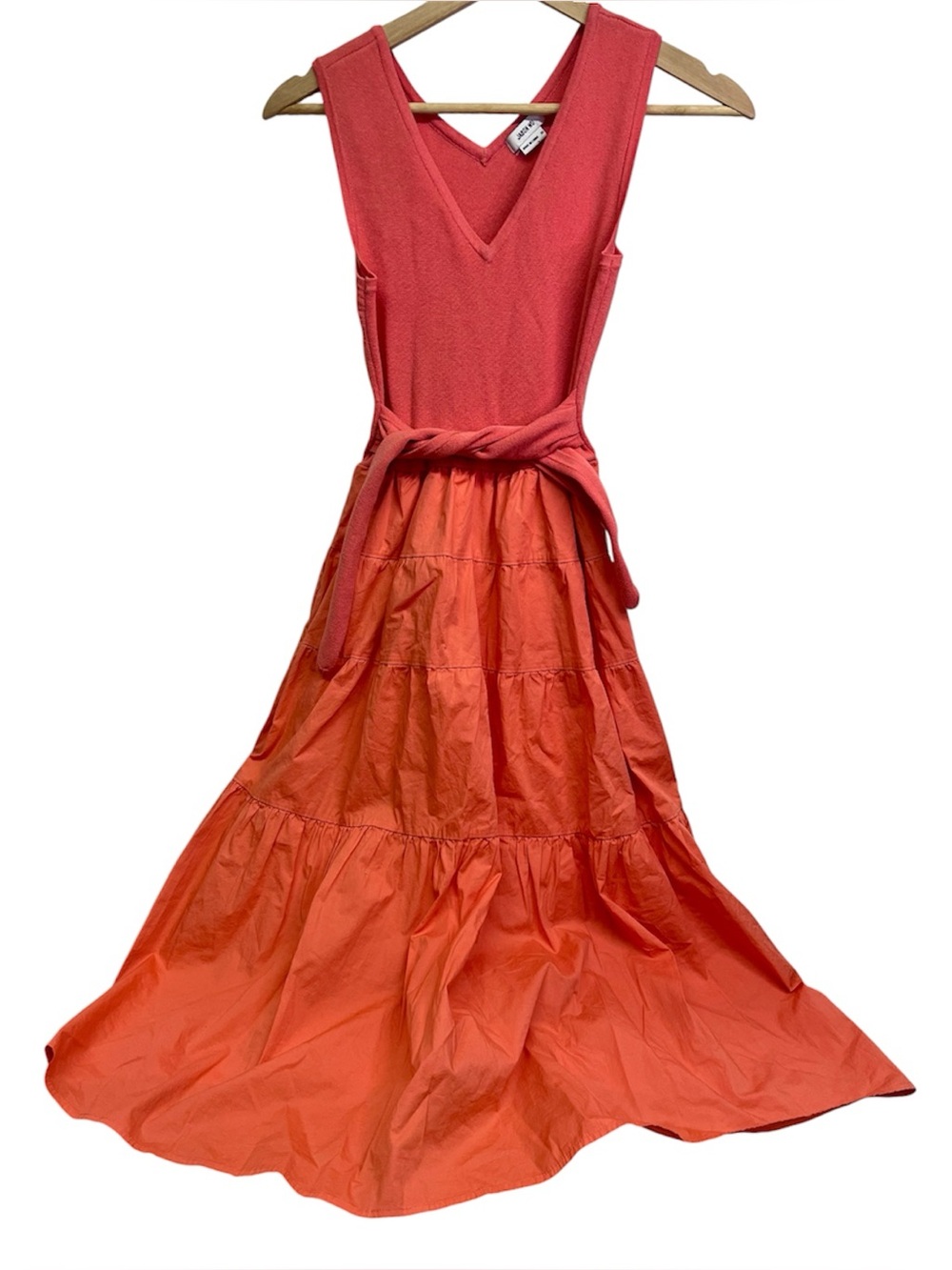Jason Wu Fit & Flare Midi Poplin Dress Orange Coral XS Sleeveless Lightweight